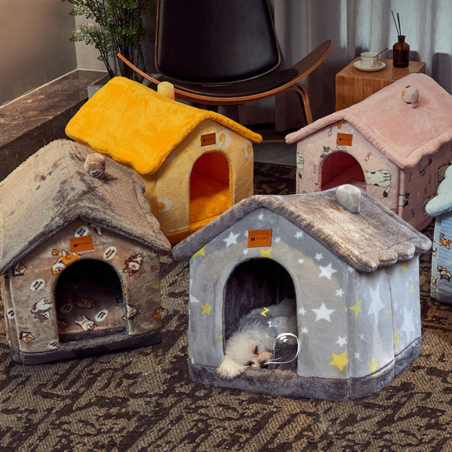 Foldable Winter Pet House Bed