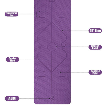 Non-Slip TPE Yoga Mat with Position Lines